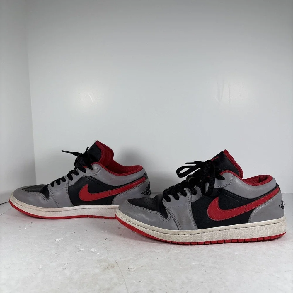 Size 8 Nike Air Jordan 1 Low Black Light Smoke Grey Gym Red‎ 553558-060